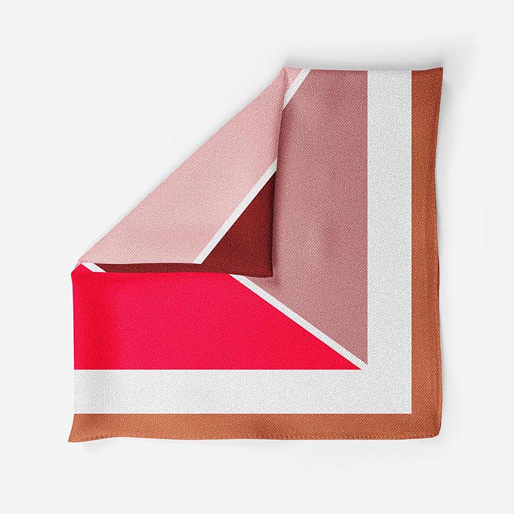 Thee Modern Roots Crimson Mosaic Silk Pocket Square