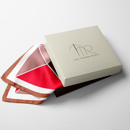 Thee Modern Roots Crimson Mosaic Silk Pocket Square