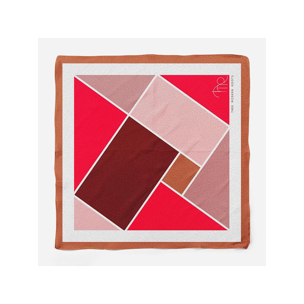 Thee Modern Roots Crimson Mosaic Silk Pocket Square