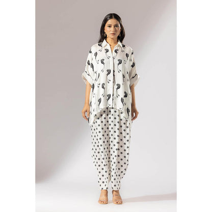 Thee Modern Roots White Humming Bird Boxy Co-Ord (Set of 2)