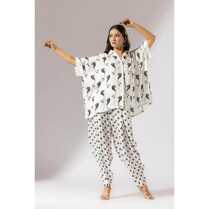 Thee Modern Roots White Humming Bird Boxy Co-Ord (Set of 2)
