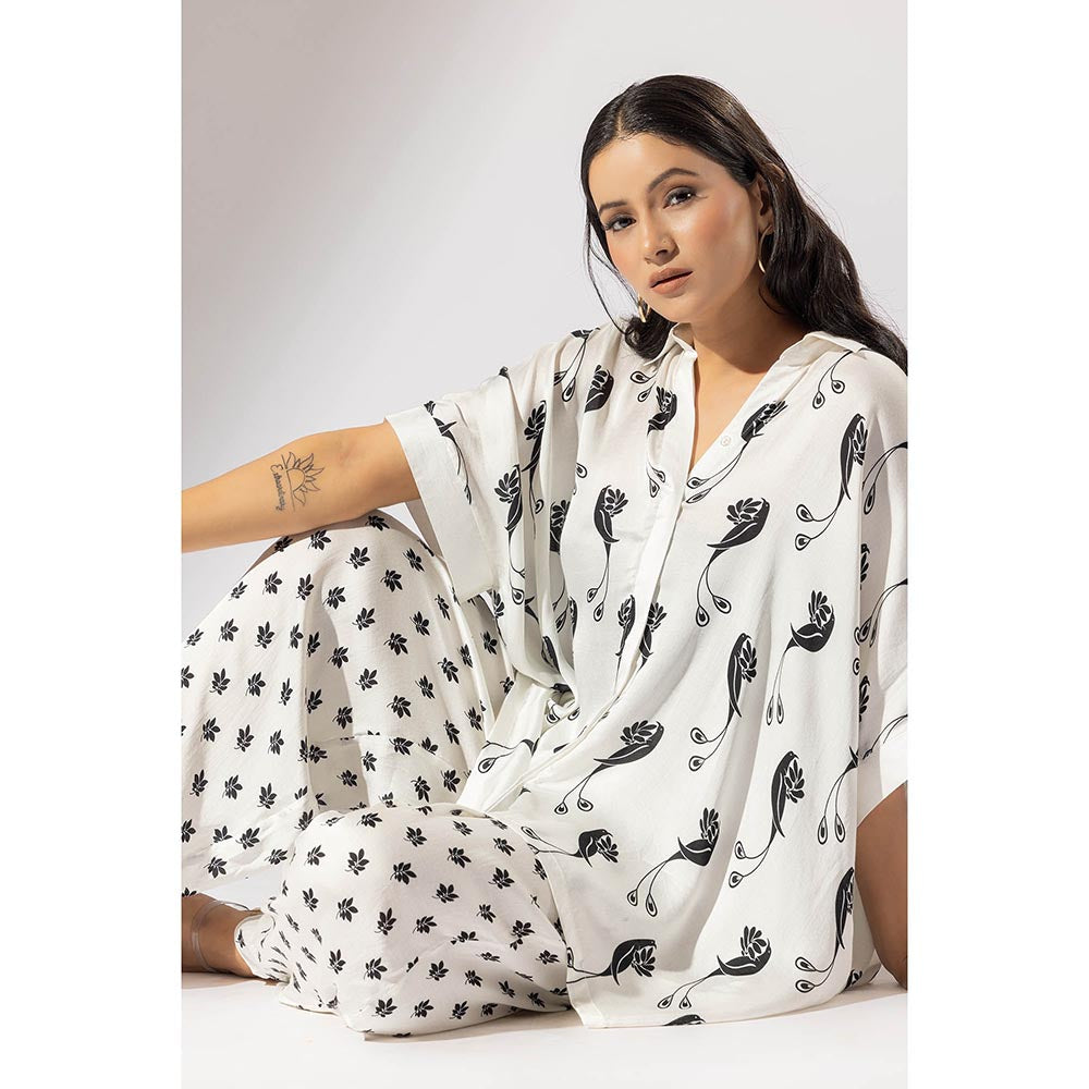 Thee Modern Roots White Humming Bird Boxy Co-Ord (Set of 2)