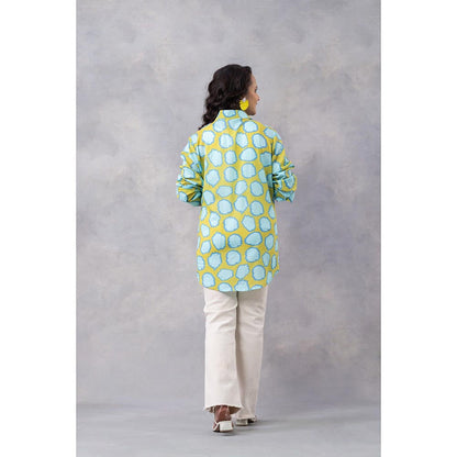 Thee Modern Roots Mango Polka Print Cotton Mul Shirt - Multi-Color