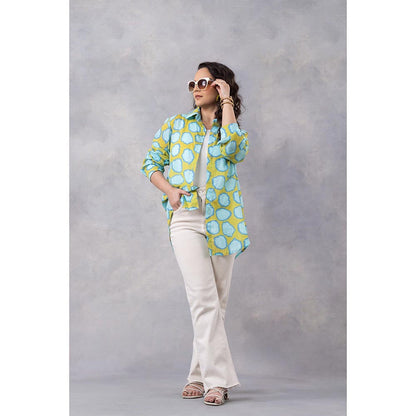 Thee Modern Roots Mango Polka Print Cotton Mul Shirt - Multi-Color