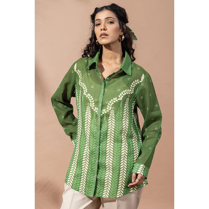 Thee Modern Roots Chevron Forest Green Shirt