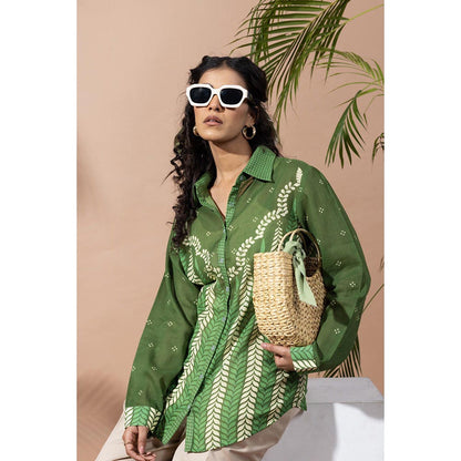 Thee Modern Roots Chevron Forest Green Shirt