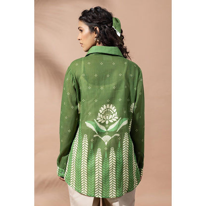 Thee Modern Roots Chevron Forest Green Shirt