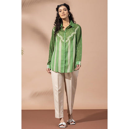 Thee Modern Roots Chevron Forest Green Shirt