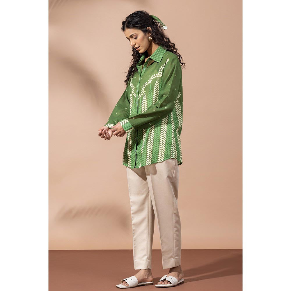 Thee Modern Roots Chevron Forest Green Shirt