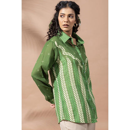 Thee Modern Roots Chevron Forest Green Shirt