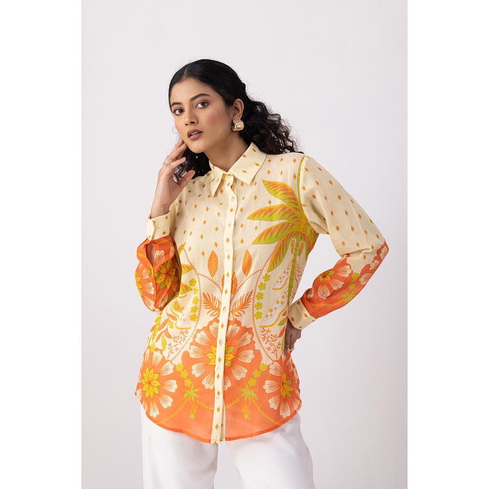 Thee Modern Roots Carnival Palm Shirt - Peach