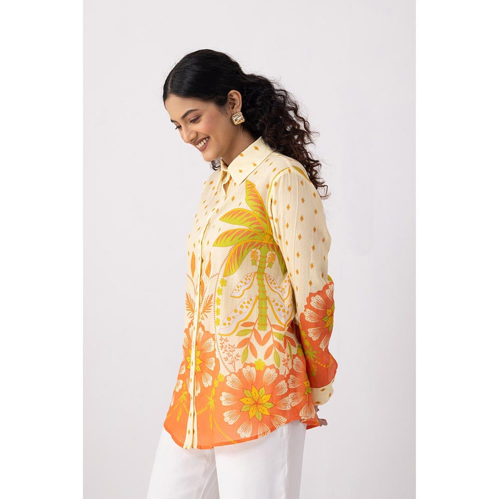 Thee Modern Roots Carnival Palm Shirt - Peach