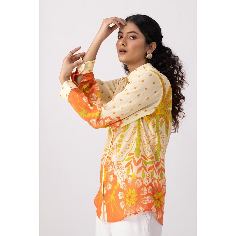 Thee Modern Roots Carnival Palm Shirt - Peach