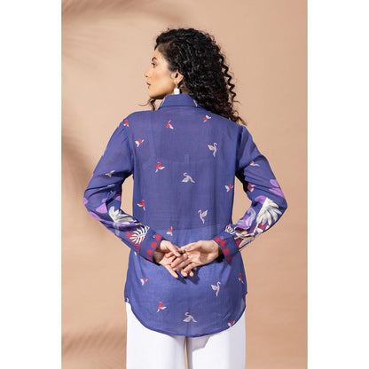 Thee Modern Roots Blooming Navy Blue Shirt