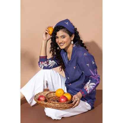 Thee Modern Roots Blooming Navy Blue Shirt