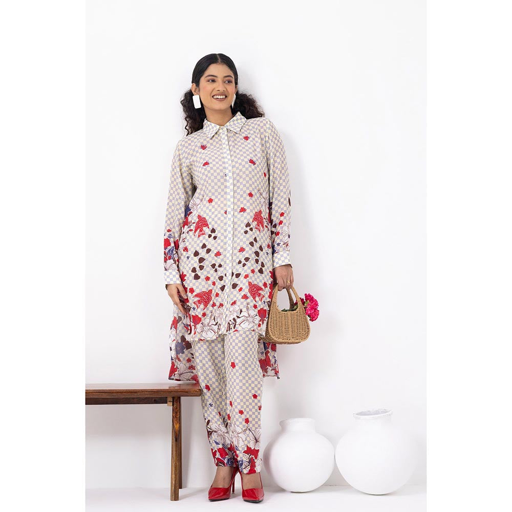 Thee Modern Roots Lavender Checkered Kurta