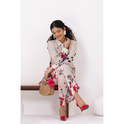 Thee Modern Roots Lavender Checkered Kurta