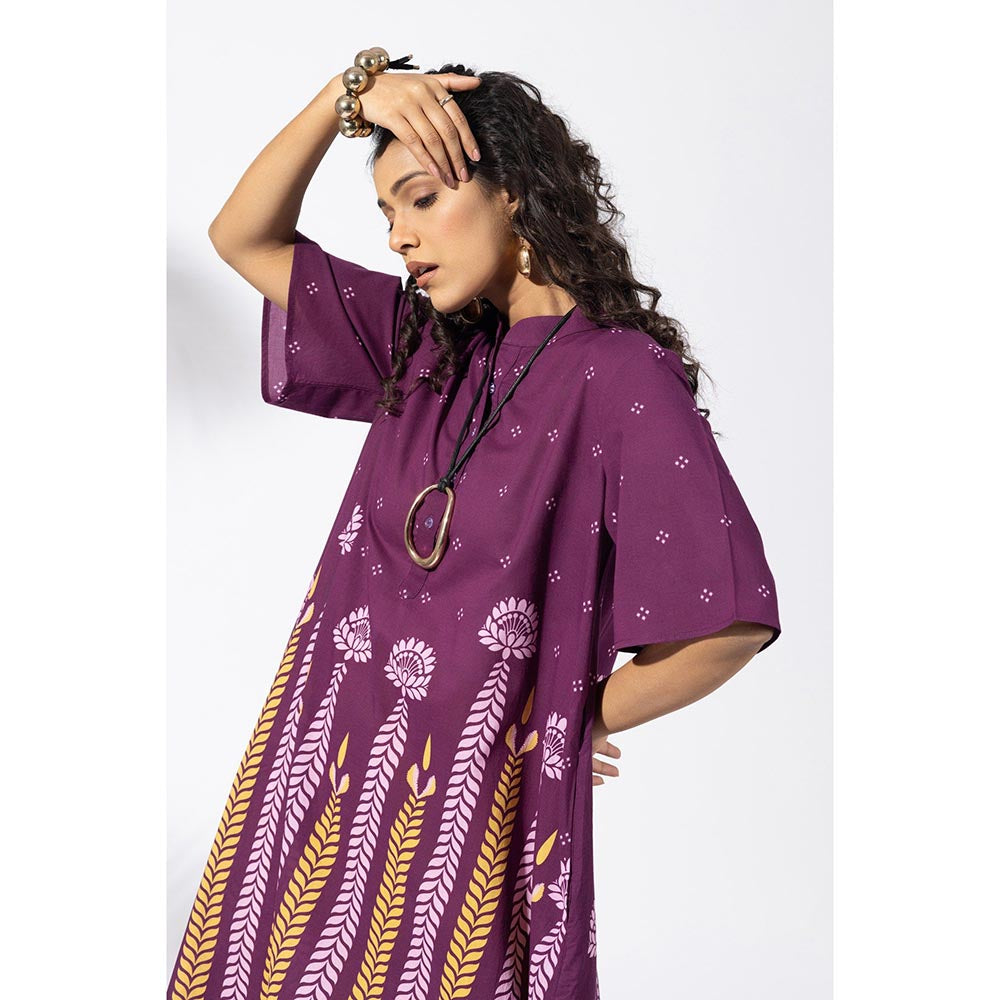 Thee Modern Roots Purple Chevron Plum Kurta