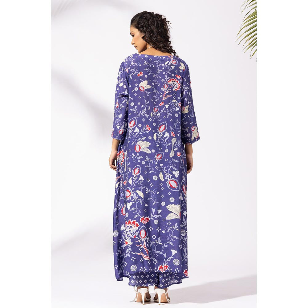 Thee Modern Roots Floral Ink Blue Kurta