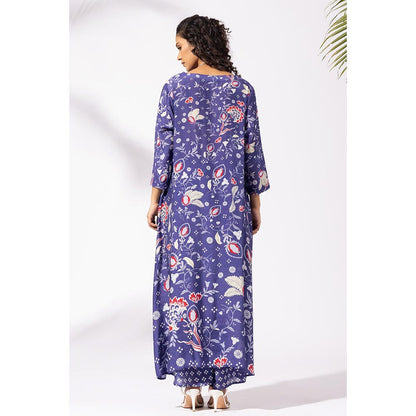 Thee Modern Roots Floral Ink Blue Kurta