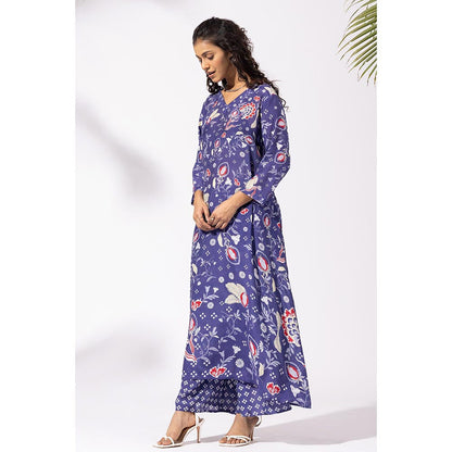 Thee Modern Roots Floral Ink Blue Kurta