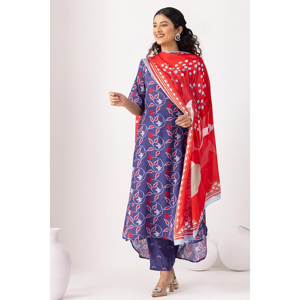 Thee Modern Roots Autumn Ink Blue Kurta