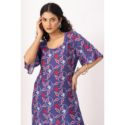 Thee Modern Roots Autumn Ink Blue Kurta