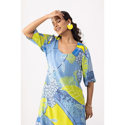 Thee Modern Roots Mystical Ocean Blue Kurta