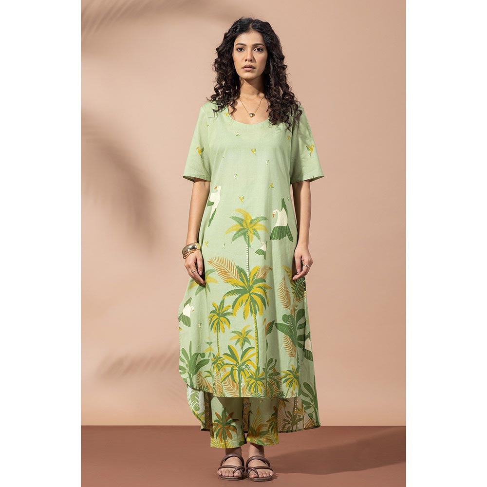 Thee Modern Roots Forest Moss Green Kurta