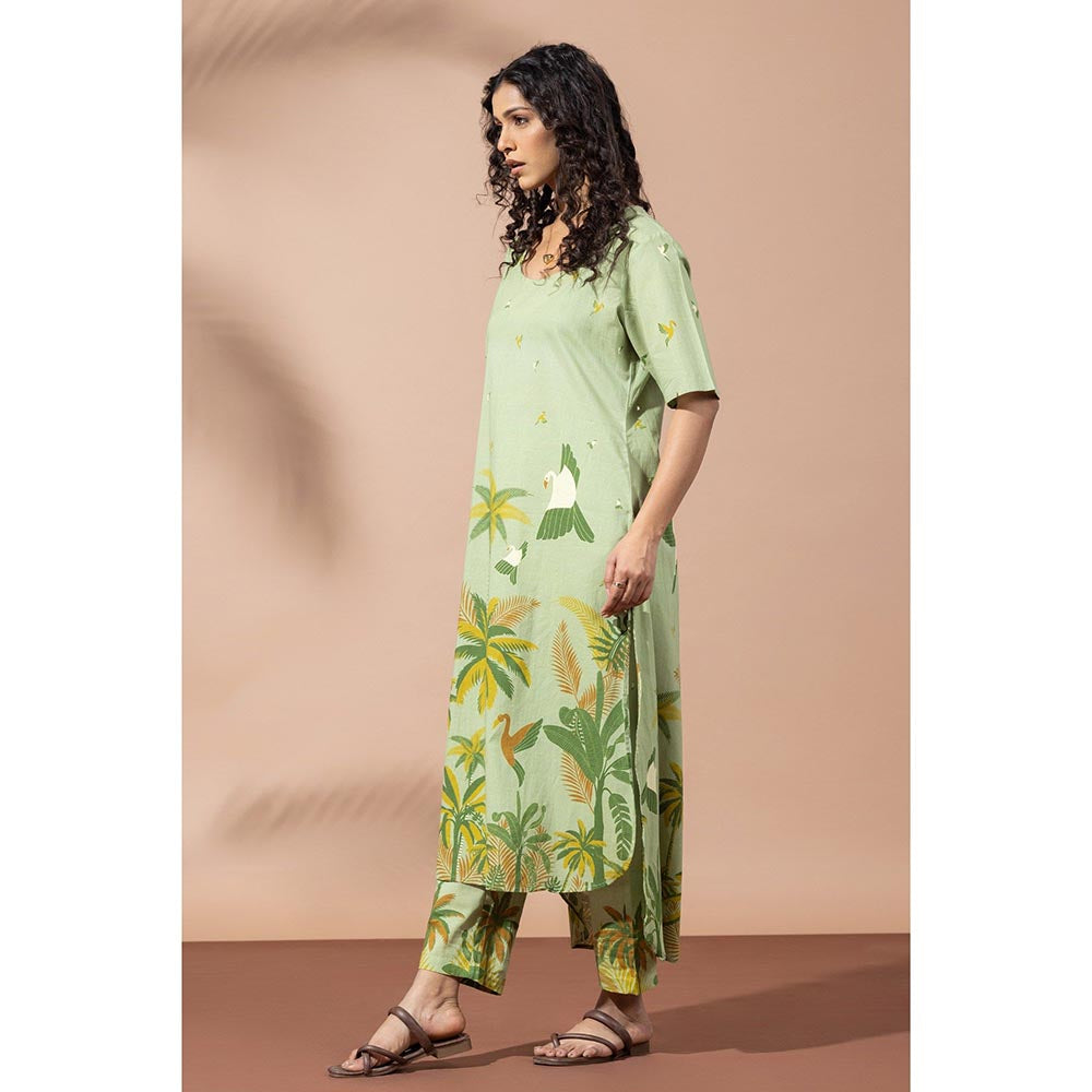 Thee Modern Roots Forest Moss Green Kurta