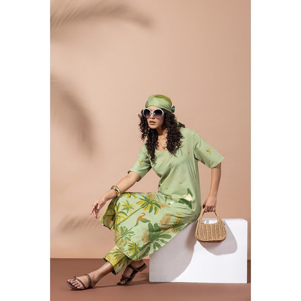 Thee Modern Roots Forest Moss Green Kurta