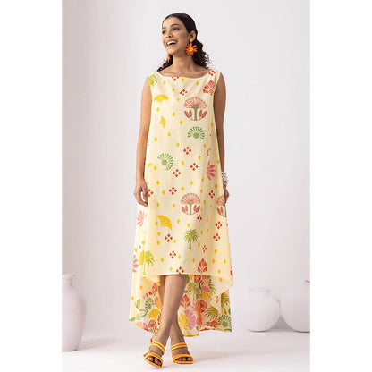 Thee Modern Roots Butter Bloom Yellow Flared Dress