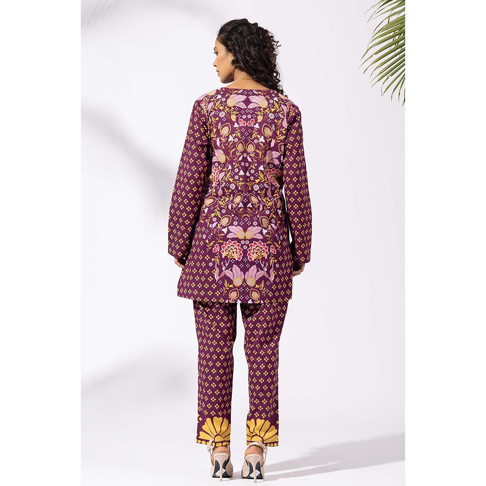 Thee Modern Roots Plum Vineyard Floral Print Co-Ord (Set of 2)