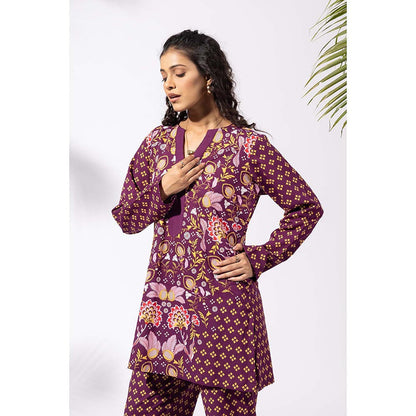 Thee Modern Roots Plum Vineyard Floral Print Co-Ord (Set of 2)