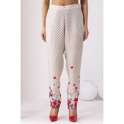 Thee Modern Roots Cream Checkered Print Co-Ord (Set of 2)