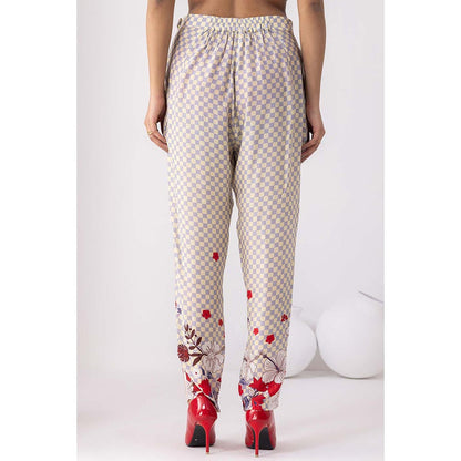 Thee Modern Roots Cream Checkered Print Co-Ord (Set of 2)