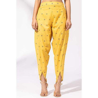 Thee Modern Roots Purple Chevron Plum Printed Kurta and Dhoti (Set of 2)