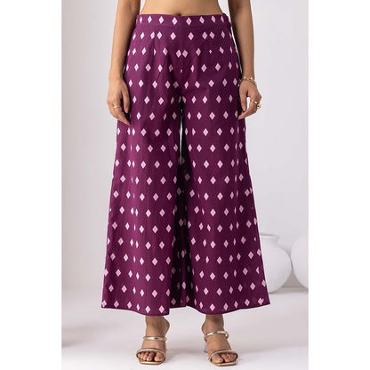 Thee Modern Roots Desert Palm Printed Kurta and Palazzo (Set of 2)