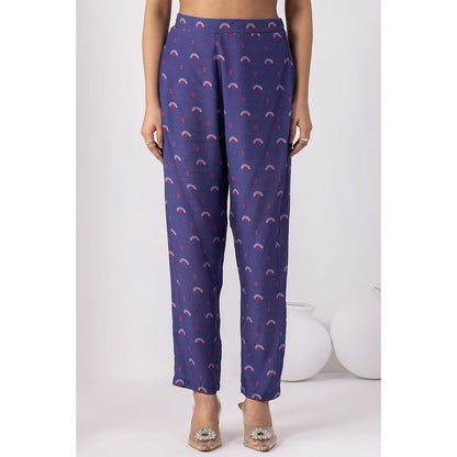 Thee Modern Roots Autumn Ink Blue Kurta with Pant (Set of 2)