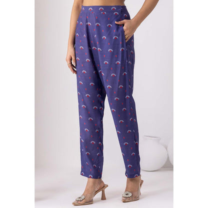 Thee Modern Roots Autumn Ink Blue Kurta with Pant (Set of 2)