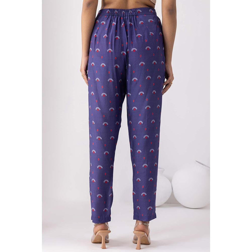 Thee Modern Roots Autumn Ink Blue Kurta with Pant (Set of 2)