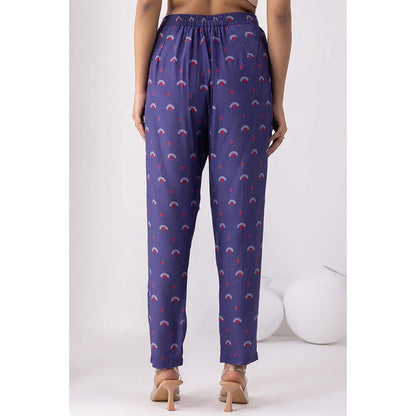 Thee Modern Roots Autumn Ink Blue Kurta with Pant (Set of 2)