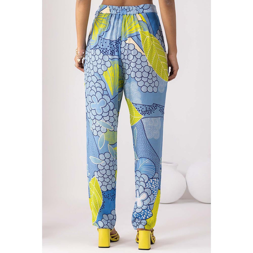 Thee Modern Roots Mystical Ocean Blue Printed Kurta and Pant (Set of 2)