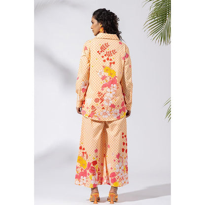 Thee Modern Roots Sundowner Checkered Peach Co-Ord (Set of 2)