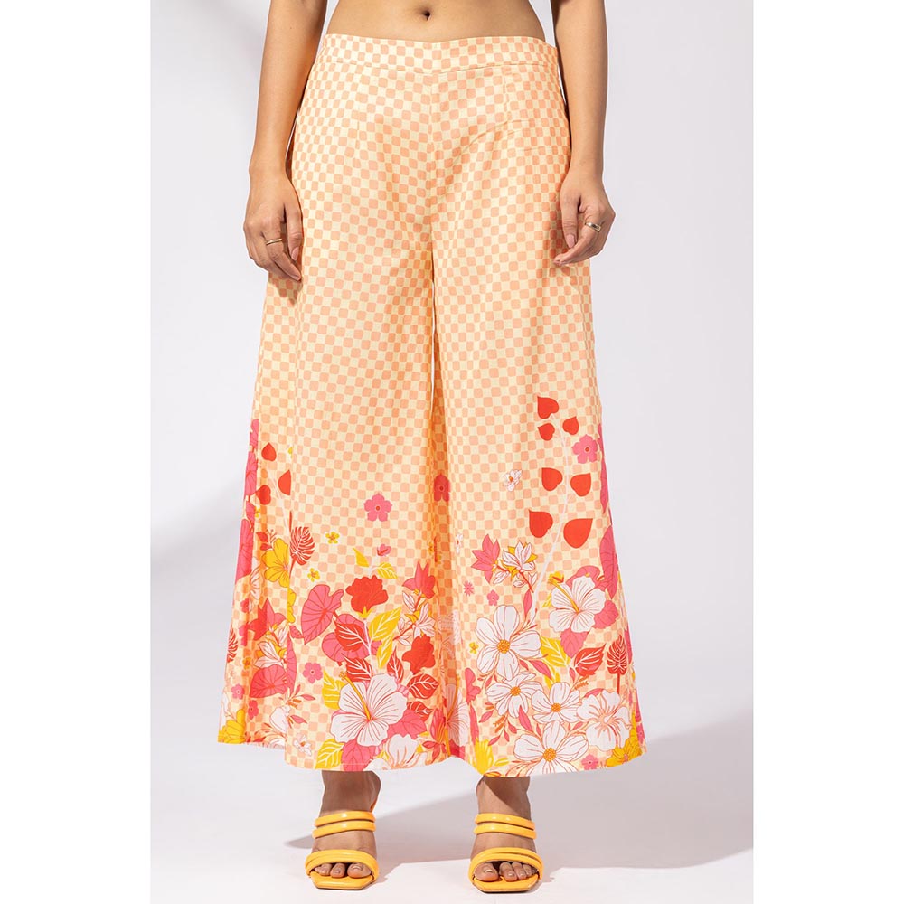 Thee Modern Roots Sundowner Checkered Peach Co-Ord (Set of 2)