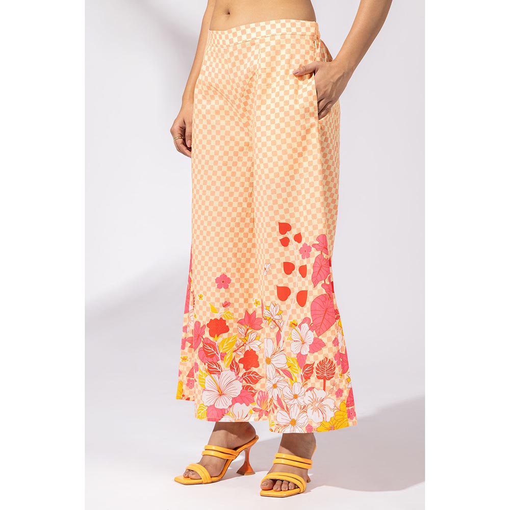 Thee Modern Roots Sundowner Checkered Peach Co-Ord (Set of 2)