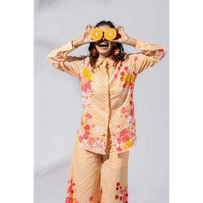 Thee Modern Roots Sundowner Checkered Peach Co-Ord (Set of 2)