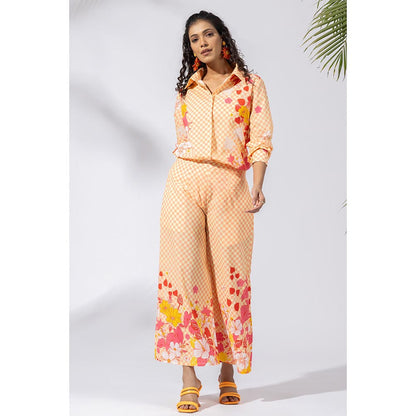 Thee Modern Roots Sundowner Checkered Peach Co-Ord (Set of 2)