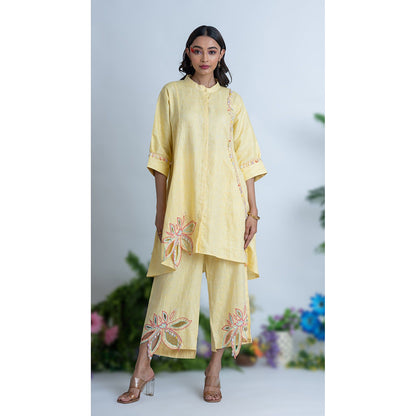 The House of Hemp Women Yellow Latest Stylish Kurta and Pant (Set of 2)