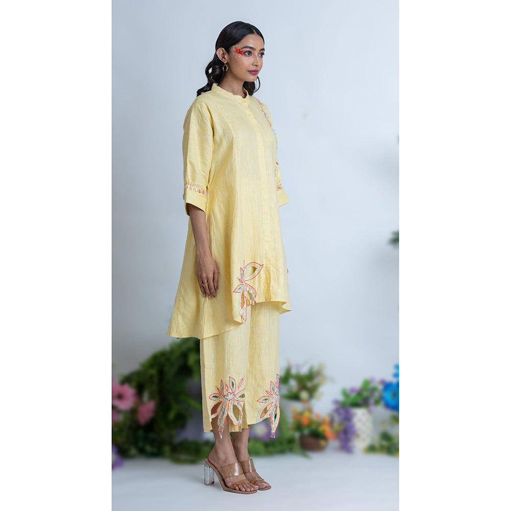 The House of Hemp Women Yellow Latest Stylish Kurta and Pant (Set of 2)